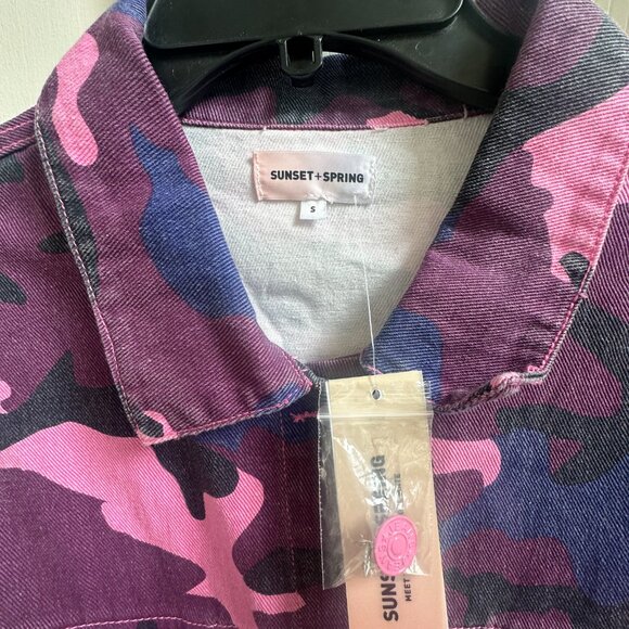 The Sunset & Spring denim Camo jacket in pink and purple - Picture 5 of 6